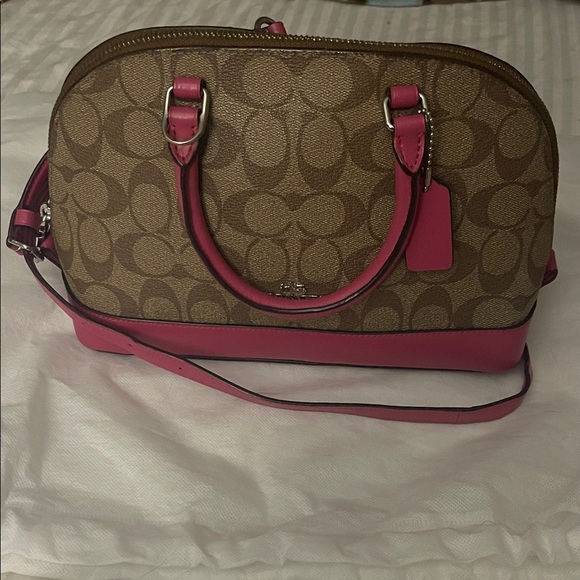 Coach Tan and Pink Signature Satchel - Picture 1 of 11